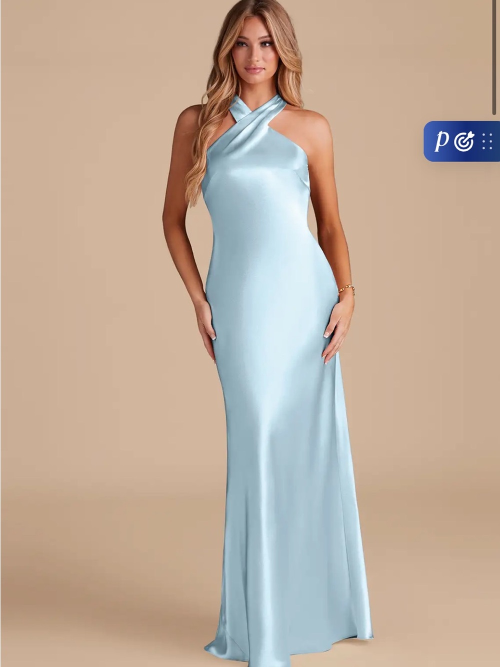 Azazie Pale Blue One-Shoulder Satin Gown